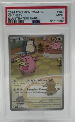 PSA 9 MINT Chansey 187/167 Twilight Masquerade Pokemon Card - Image 1