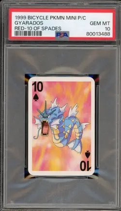 Pokemon Gyarados Red 10 of Spades Bicycle Mini Playing Cards PSA 10 Gem Mint - Image 1