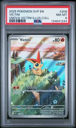 2025 Pokemon SVP Victini #208 Black Star Promo PSA 8 – Illustration - Image 2