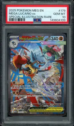 2025 POKEMON MEG EN-MEGA EVOLUTION #179 MEGA LUCARIO ex SIR PSA 10 - Image 1