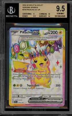 Pokemon Pikachu ex Surging Sparks Ultra Rare #219 BGS 9.5 - Image 1