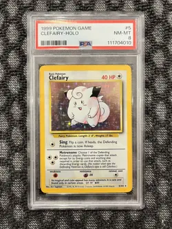 1999 POKEMON BASE SET UNLIMITED #5 CLEFAIRY-HOLO PSA 8 - Image 1