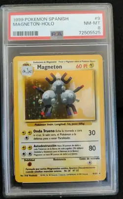 1999 Pokemon SPANISH Unlimited Base Set Magneton Holo 9/102 PSA 8 NM-MT - Image 1