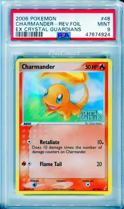PSA 9 MINT Pokemon Charmander Reverse Holo ex Crystal Guardians #48/110 - Image 1