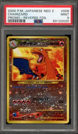 Pokemon Charizard Neo 2 Japanese Reverse Holo Promo #006 PSA 9 Mint - Image 1