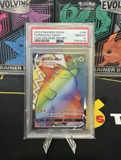 2020 Pokemon Vivid Voltage #188 Pikachu Vmax Secret Rare Holo PSA 10 Rainbow - Image 1