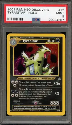 Pokemon Tyranitar Neo Discovery Unlimited Holo Rare #12 PSA 9 Mint - Image 1
