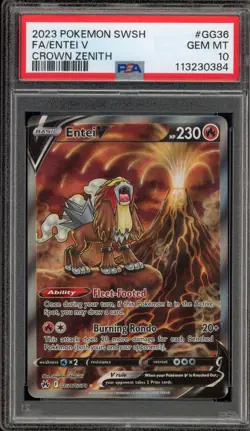 Pokemon Entei V Crown Zenith Galarian Gallery Full Art #GG36 PSA 10 Gem Mint - Image 1
