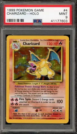 Pokemon Charizard Base Set Unlimited Holo Rare #4 PSA 9 Mint - Image 1
