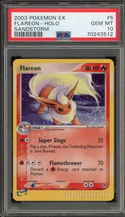 Pokemon Flareon EX Sandstorm Holo Rare #5 PSA 10 Gem Mint - Image 1