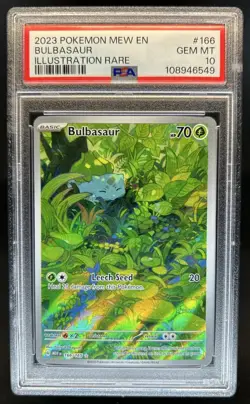 2023 Pokemon SV 151 Bulbasaur Illustration Rare #166/165 PSA 10 GEM MINT - Image 1