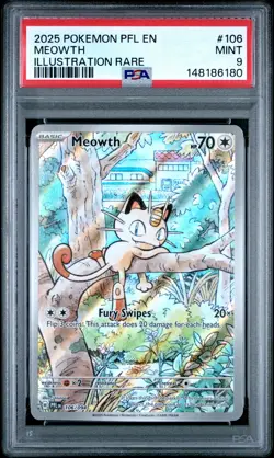 PSA 9 - Meowth 106 Illustration Rare - Pokemon Pfl En-Phantasmal Flames - Image 1