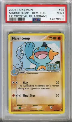 PSA 9 MINT Pokemon Marshtomp Reverse Holo ex Crystal Guardians #38/110 - Image 1