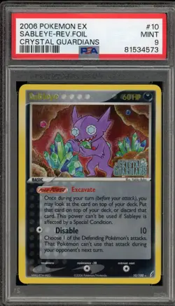 Pokemon Sableye EX Crystal Guardians Reverse Holo Rare #10 PSA 9 Mint - Image 1