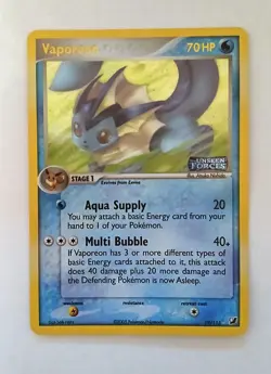 Vaporeon 19/115 Pokemon 2005 EX Unseen Forces Stamped Reverse Holo Rare LP - Image 1