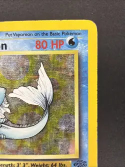 Vaporeon 80 HP Holo Rare Pokemon TCG Jungle 12/64 1st Edition Wizards Card - Image 3