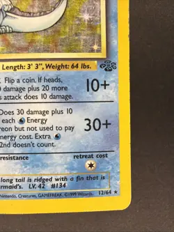 Vaporeon 80 HP Holo Rare Pokemon TCG Jungle 12/64 1st Edition Wizards Card - Image 4