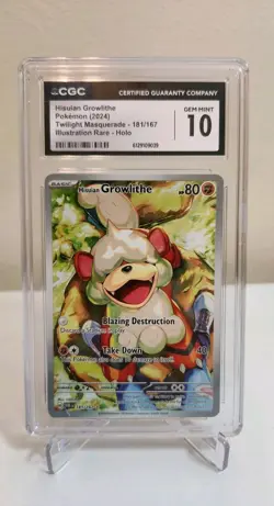 Hisuian Growlithe Card 181/167 Twilight Masquerade CGC Gem Mint 10 - Image 1