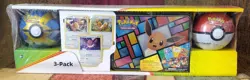 Pokemon Three Pack Treasure Chest 2 Poke Ball Tins Trading Cards Game New in Box - Image 1