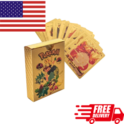 55 Pcs Pokemon Card Foil GOLD PACK CARDS TCG GX Vmax GX Card Charizard Rare Gift - Image 1