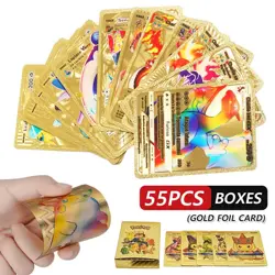 55 Pcs Pokemon Card Foil GOLD PACK CARDS TCG GX Vmax GX Card Charizard Rare Gift - Image 5