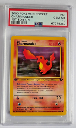 Charmander 1st Edition #50 PSA 10 Gem Mint – WOTC Vintage Pokemon Card - Image 1