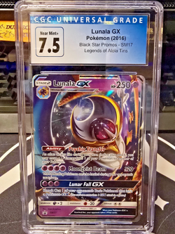 Graded Pokemon Card - Lunala GX - CGC 7.5 Near Mint+ Holo - Legends of Alola Tin - Image 1