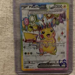 Pokemon Pikachu ex Full Art Ultra Rare Holo Card 219/191 sv08: Surging Sparks EX - Image 1