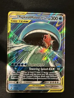 Pokemon TCG Magikarp Wailord GX Tag Team SM166 Promo Card Pokemon - Image 1