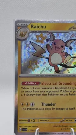 Pokemon TCG Raichu Scarlet & Violet Paldean Fates Holo Shiny Rare Card 132/091 - Image 4
