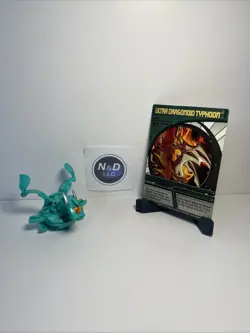 Bakugan Ultra Dragonoid Typhoon Green Ventus Spinning SPINS W/Card RARE - Image 1