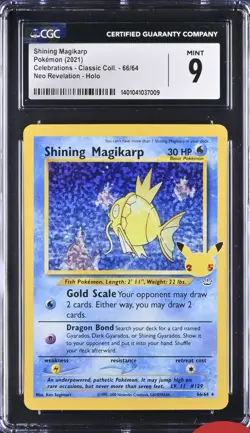 CGC 9 SHINING MAGIKARP #66 CELEBRATIONS NEO REVELATION POKEMON SwSh Nm M - Image 1