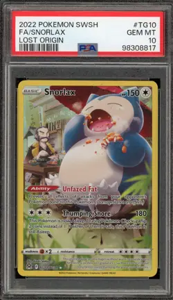 Pokemon Snorlax Lost Origin Trainer Gallery Full Art #TG10 PSA 10 Gem Mint - Image 1