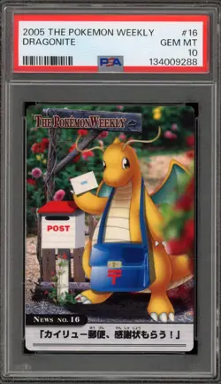 Pokemon Dragonite The Pokemon Weekly Japanese #16 PSA 10 Gem Mint - Image 1