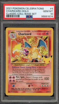 Pokemon Charizard Celebrations Classic Coll. Base Set Holo Rare #4 PSA 10 - Image 1