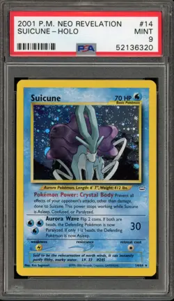 Pokemon Suicune Neo Revelation Unlimited Holo Rare #14 PSA 9 Mint - Image 1