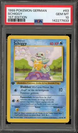 Pokemon Squirtle (Schiggy) Base Set 1st Edition GERMAN #63 PSA 10 Gem Mint - Image 1