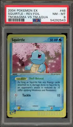 Pokemon Squirtle EX TM Magma Vs Aqua Reverse Holo #46 PSA 8 - Image 1