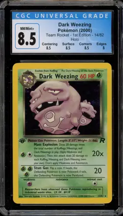 Pokemon Dark Weezing Team Rocket 1st Edition Holo Rare #14 CGC 8.5 - Image 1