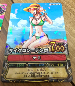 PREORDER Very Rare Nami in Bikini Japanese One Piece Berry Match Carddass Card - Image 1