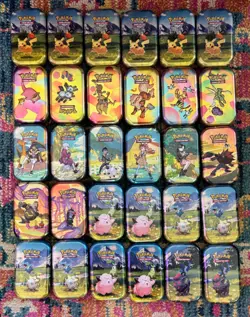 58 Pokemon & One Piece Empty Mini Tins *Empty Tins No Packs* - Image 1