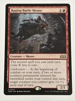 MTG Wilds of Eldraine Raging Battle Mouse 0143 NM Rare - Image 1