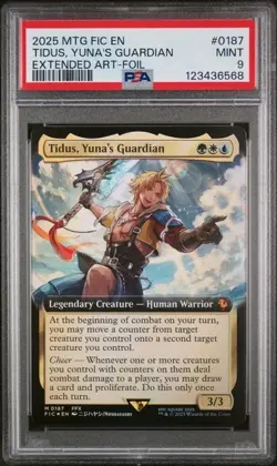 2025 MTG Final Fantasy Tidus, Yuna's Guardian Extended Art Foil #187 PSA 9 - Image 1