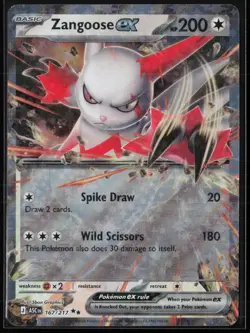 Zangoose ex 167/217 Double Rare ME: Ascended Heroes Pokemon Holo Near Mint - Image 1