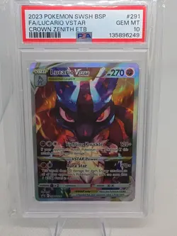 PSA 10 LUCARIO VSTAR SWSH291 CROWN ZENTIH ETB PROMO POKEMON CARD - Image 1