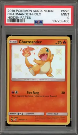 Pokemon Charmander Hidden Fates Holo Rare #SV6 PSA 9 Mint - Image 1