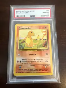 1999 Pokemon Base Set Unlimited #46 Charmander Gem Mt PSA 10 - Image 1
