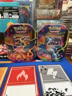 Mega Charizard X and Y Tins Sealed 2026 Set of 2 Pokemon TCG Phantasmal Flames - Image 1