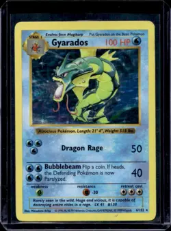 1999 Pokemon Unlimited Gyarados Rare Holo #6/102 - Image 1