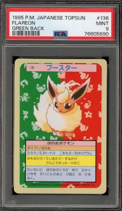 Pokemon Topsun Flareon Green Back Japanese #136 PSA 9 Mint - Image 1